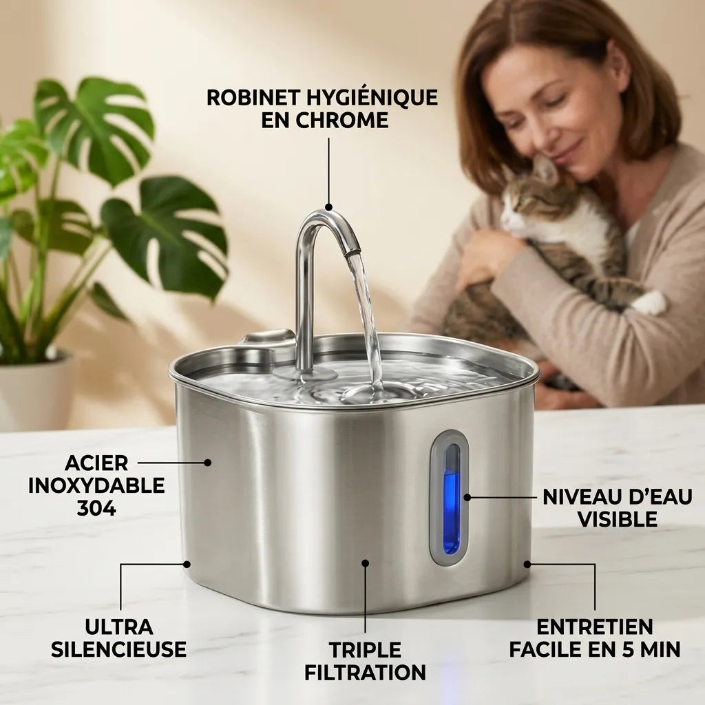 La toute première fontaine colorée 100 % acier inoxydable sans fil